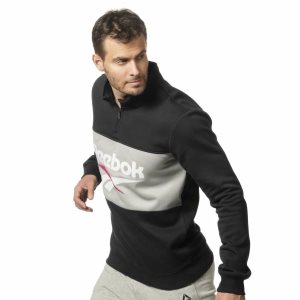 Bluza Męskie Reebok Classic Vector Quarter Zip Czarne PL 76JFKIQ